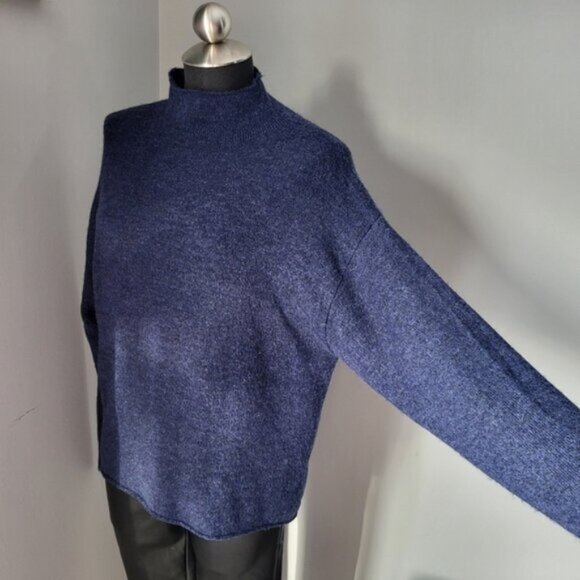 LeiTH Mock Neck Oversized Sweater Blue Sz XS - Picture 7 of 16